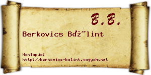 Berkovics Bálint névjegykártya